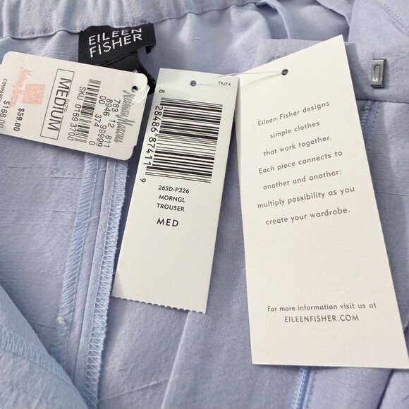 Eileen Fisher Silk Dupioni Cropped Trousers – Morning Glory Blue – Size M – NWT - Picture 4 of 6